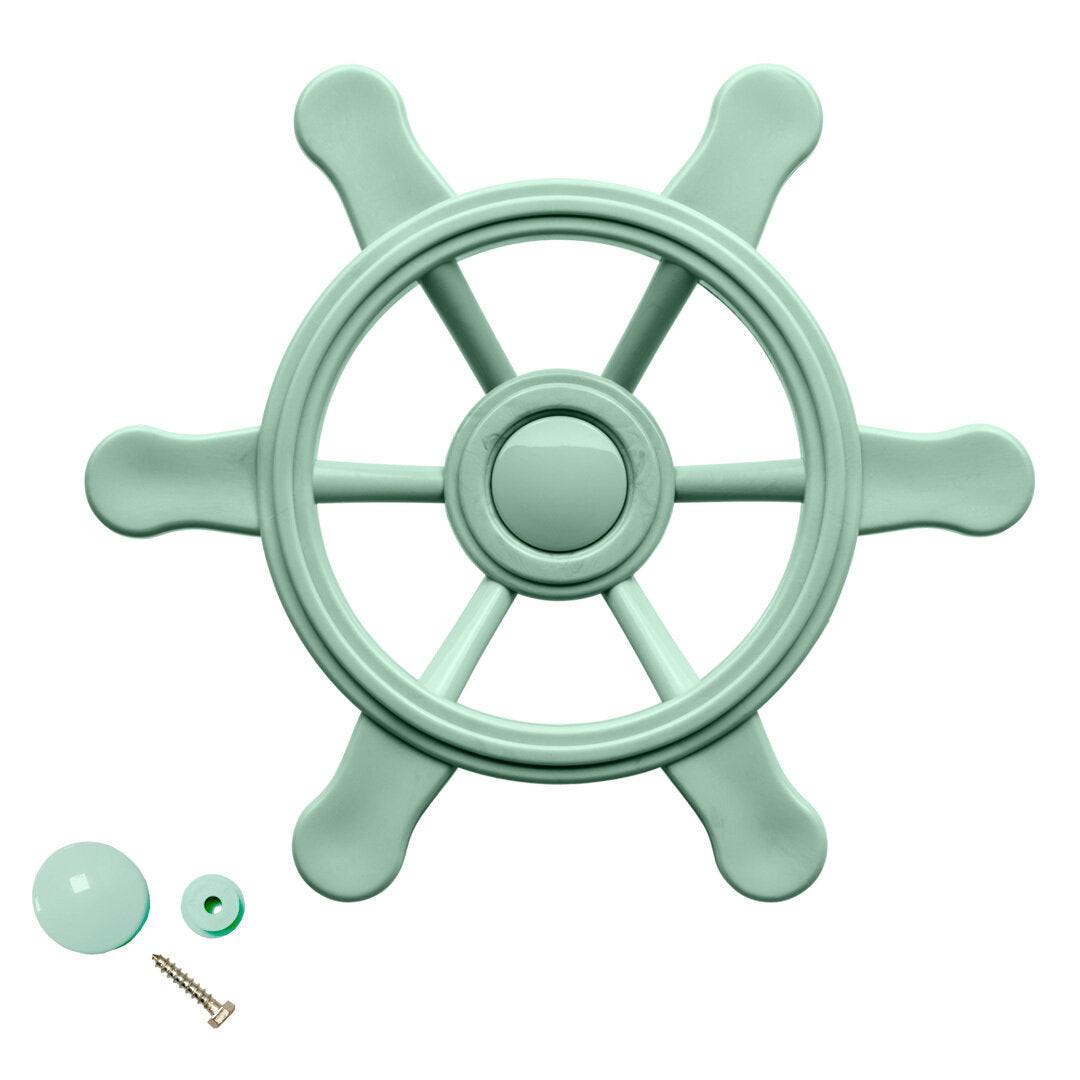 Klein piratenstuur in pastelgroen voor een speelhuisje