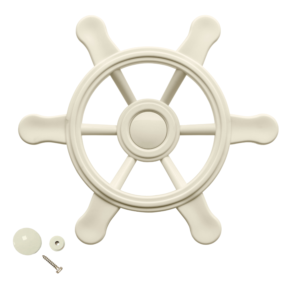 Klein piratenstuur in pastelwit voor een speelhuisje